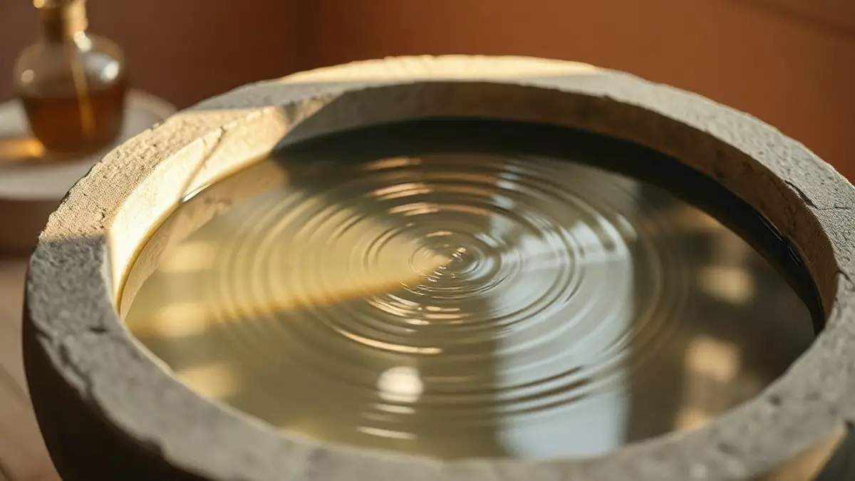 ripples spreading across still water in a stone basin — illustration for Grounding Exercises for Adults
