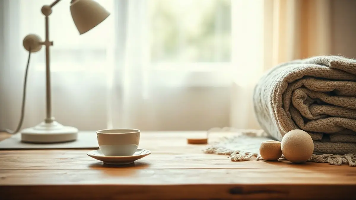 quiet wooden table with a ceramic cup — illustration for How to Make Your Inner Child Feel Safe