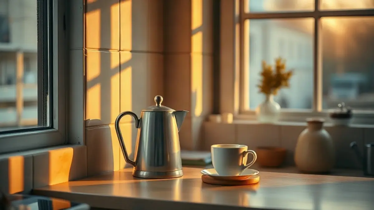 warm kitchen corner at golden hour — illustration for How to Reparent Yourself