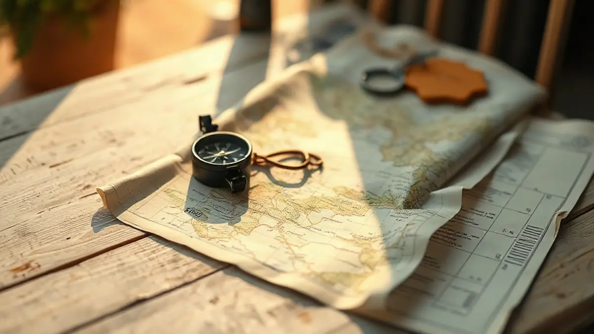 compass and a folded paper map on a weathered table — illustration for How to Trust Yourself