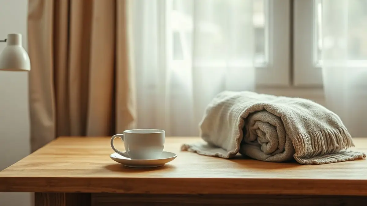 quiet wooden table with a ceramic cup — illustration for Inner Child Meditation