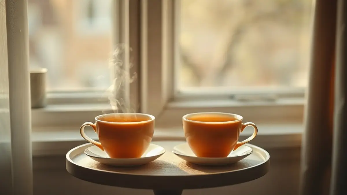 two cups of tea on a small table by a window — illustration for Inner Child Triggers in Relationships