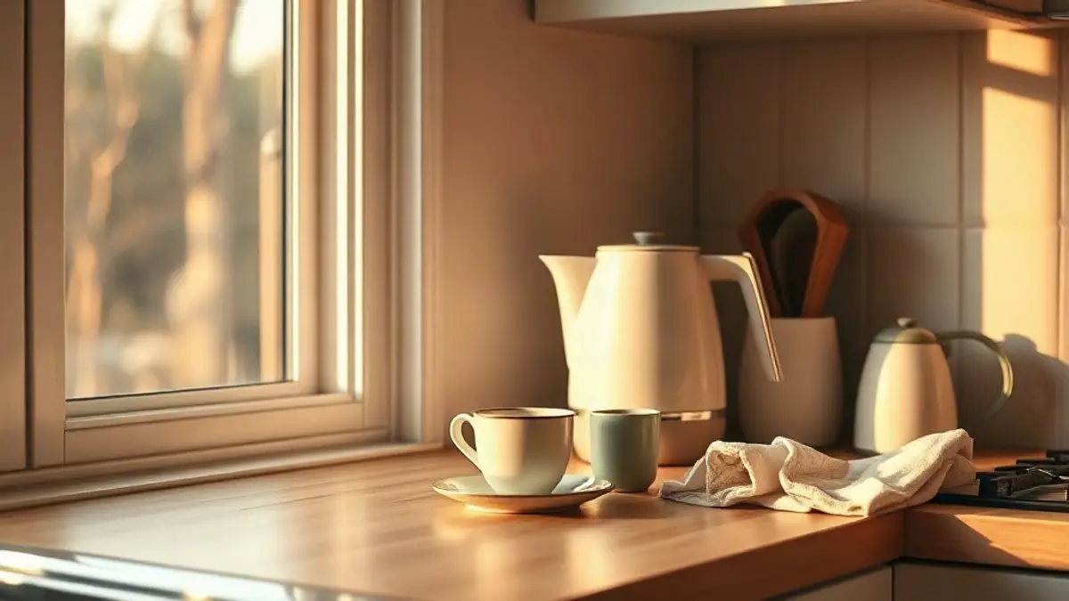 warm kitchen corner at golden hour — illustration for Reparenting Exercises