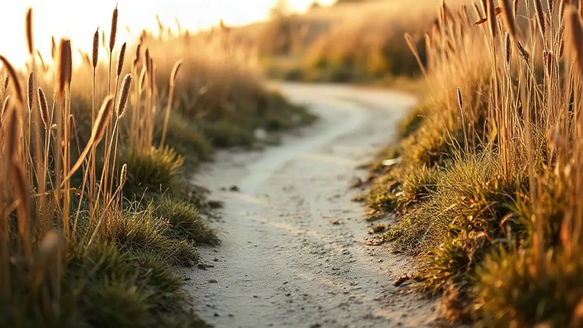 worn footpath curving through long grass in low evening light — illustration for Why Do I Apologize So Much