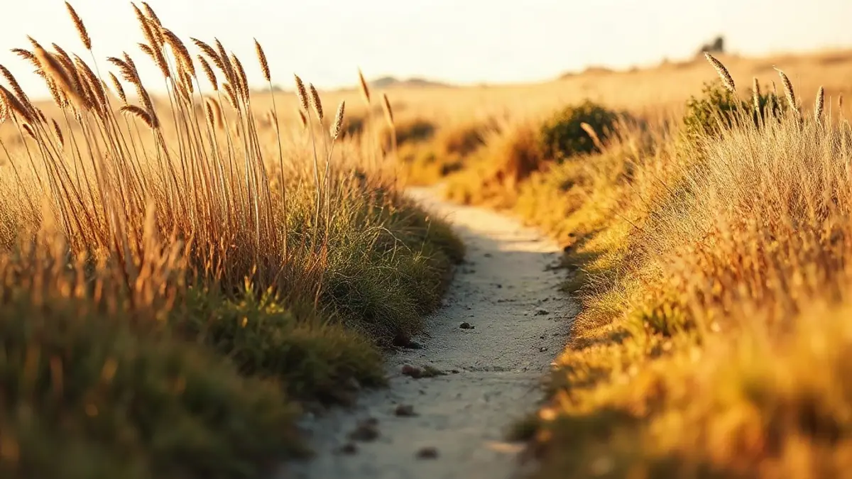 worn footpath curving through long grass in low evening light — illustration for Why Do I Over-Explain Myself