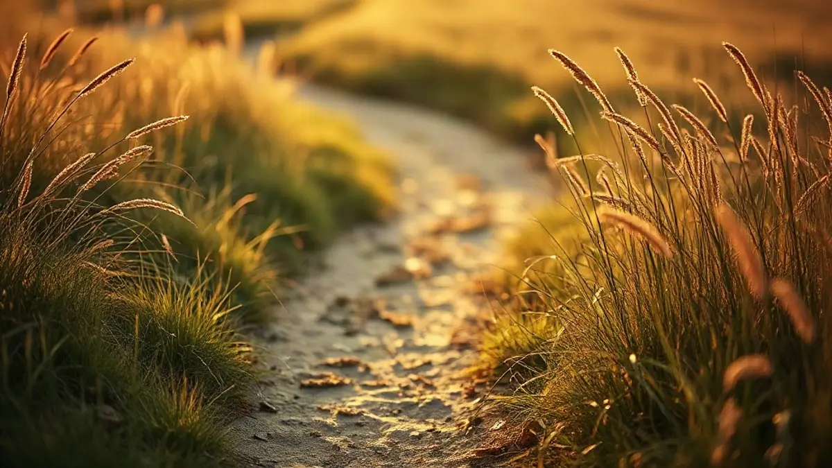 worn footpath curving through long grass in low evening light — illustration for Why Do I People Please