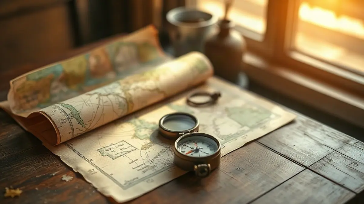 compass and a folded paper map on a weathered table — illustration for Why Do I Second-Guess Myself